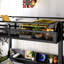 Cadre de lit contemporain pour la maison, lit superposé avec tablettes de rangement et tiroirs, lit superposé en métal avec ports USB et lumière DEL