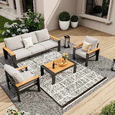 Aluminum Patio Conversation Set with Removable Cushions