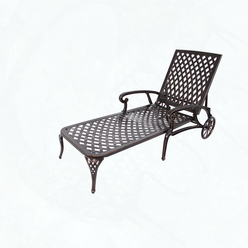 Adjustable Reclining Aluminum Chaise Lounge with Wheels