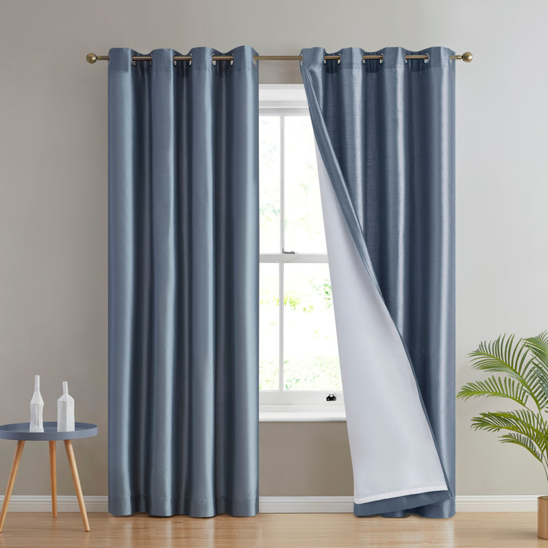 Eisenhart Semi Sheer Curtain Pair, Dusty Blue, 54" W x 96" L