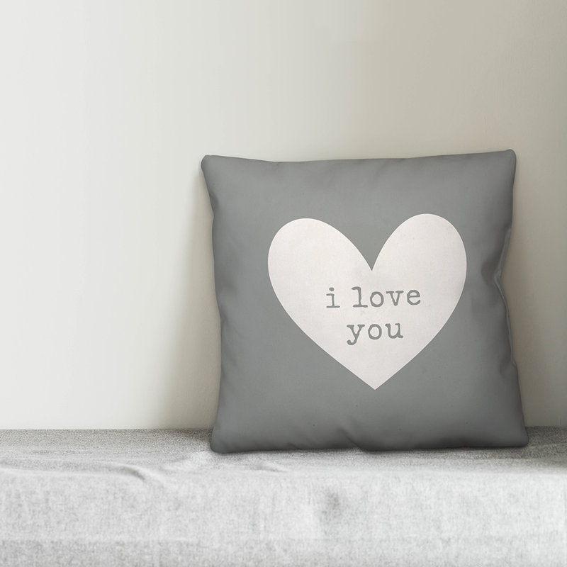 Coussin i love you, 20 po x 20 po, Pas de bourre
