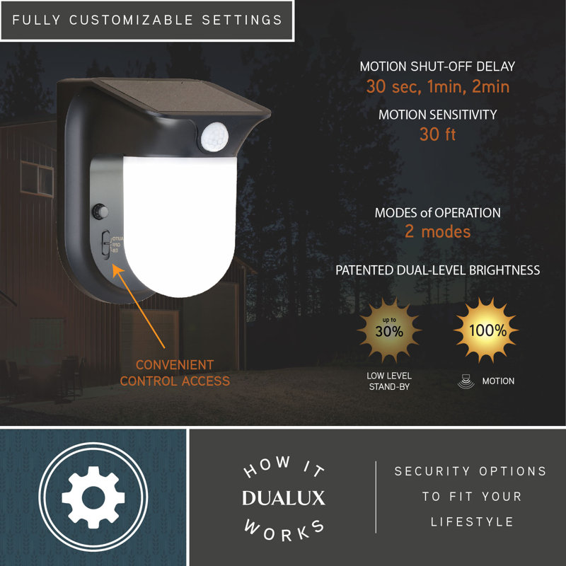 Dualux LED Battery Powered Dusk to Dawn Outdoor Security Area Light with Motion Sensor