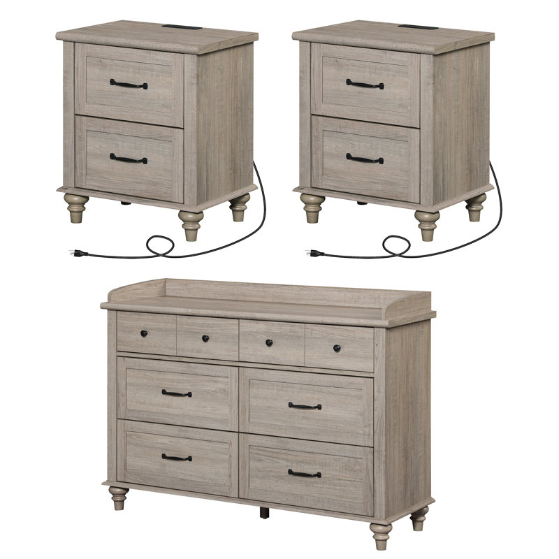 Scarlett 3 Piece Bedroom Set, Gray