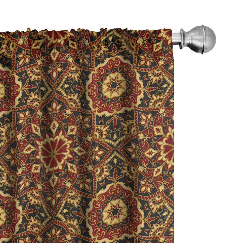 Turkish Pattern Semi-Sheer Rod Pocket Curtain Panels, 28" x 63"