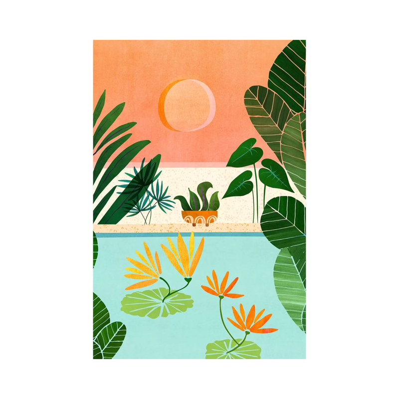 Shangri La Sunset by Modern Tropical - Wrapped Canvas Gallery-Wrapped Canvas Giclée, 20.32 cm H x 30.48 cm W