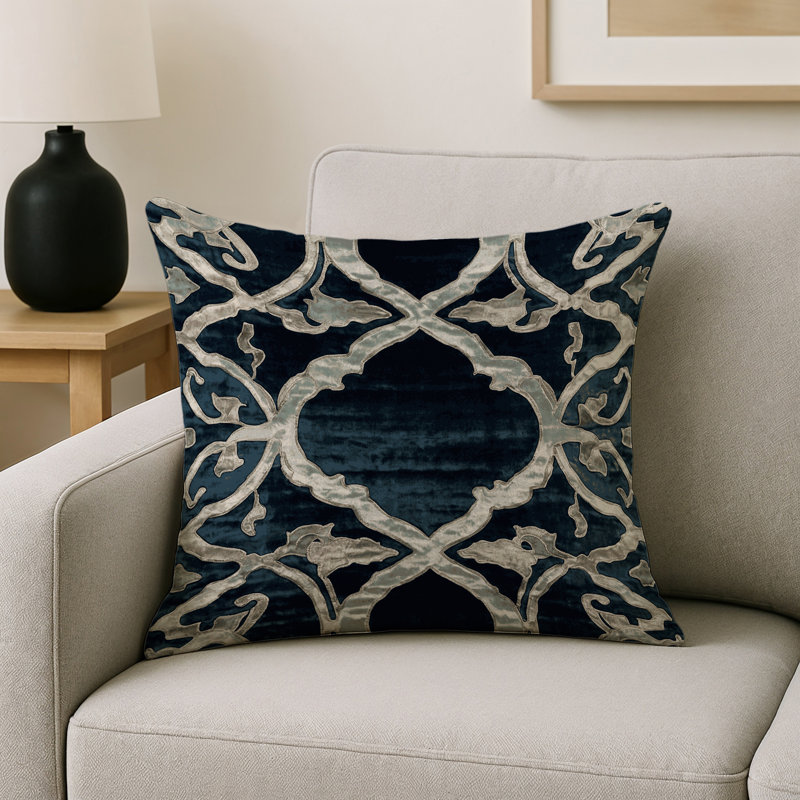 Coussin décoratif intérieur et extérieur Modern, Gris géométrique 59, Carré 18 po