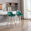Velvet Fabric Counter Stools with Chrome Footrest, Set of 2-654881956-654881962
