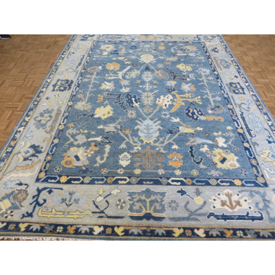 8'10 x 11'11 Hand Knotted Denim Blue Modern Oushak Oriental Rug 23DC47AAE98848A9A5AB1FFDEC509BC0