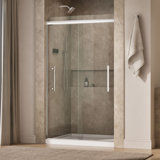 Pleat Frameless Sliding Shower Door, 79-1/16 In. H X 44-5/8 - 47-5/8 In. W, With 5/16 In. Thick Crystal Clear Glass