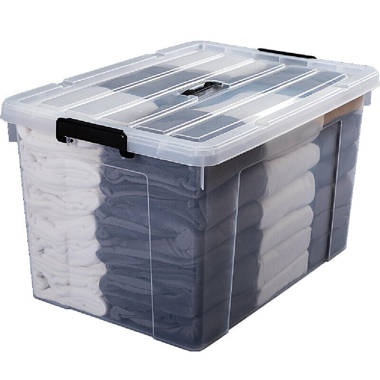 Iris USA 53 Quart Stack & Pull Clear Storage Box, Gray, 5 Pack