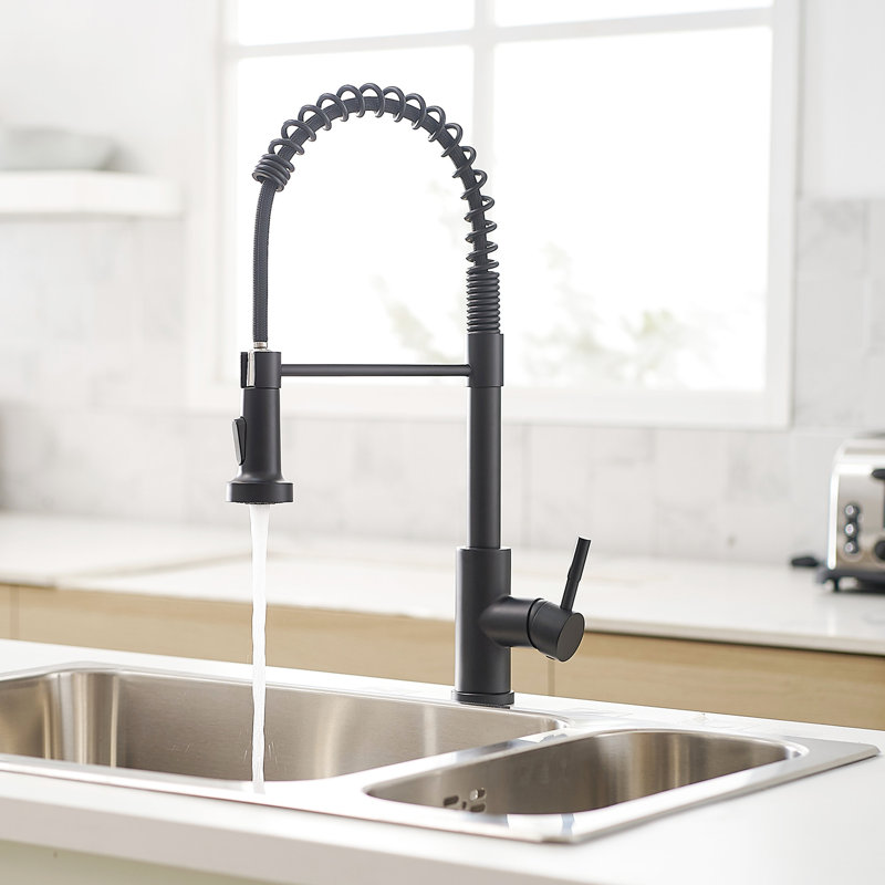 Robinet d'évier de cuisine noir moderne, rétractable, contrôle de la température de l'eau facilement et avec précision avec une fabrication en acier inoxydable, facile d'entretien