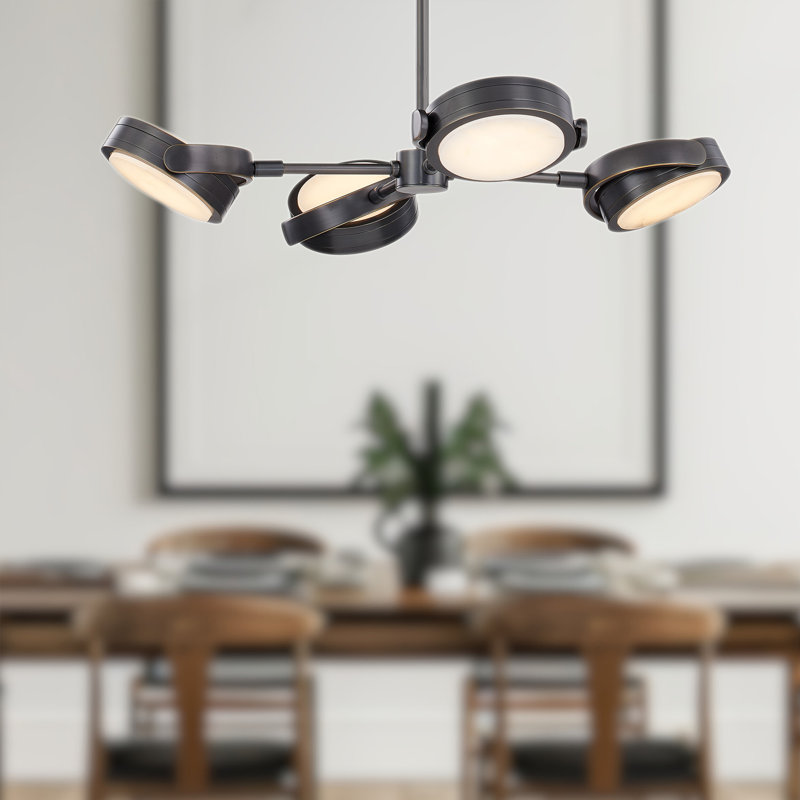 Blanco 4 - Light LED Chandelier, Urban Bronze/Alabaster