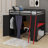 Full Size Wood Loft Bed With,Wardrobe,Shelves,Blackout Curtains,And RGB Lights-1874124145