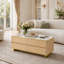 Table basse moderne en marbre avec alimentation intégrée et éclairage DEL - Taille compacte, garniture dorée, télécommande / contrôle d'application-1757094036