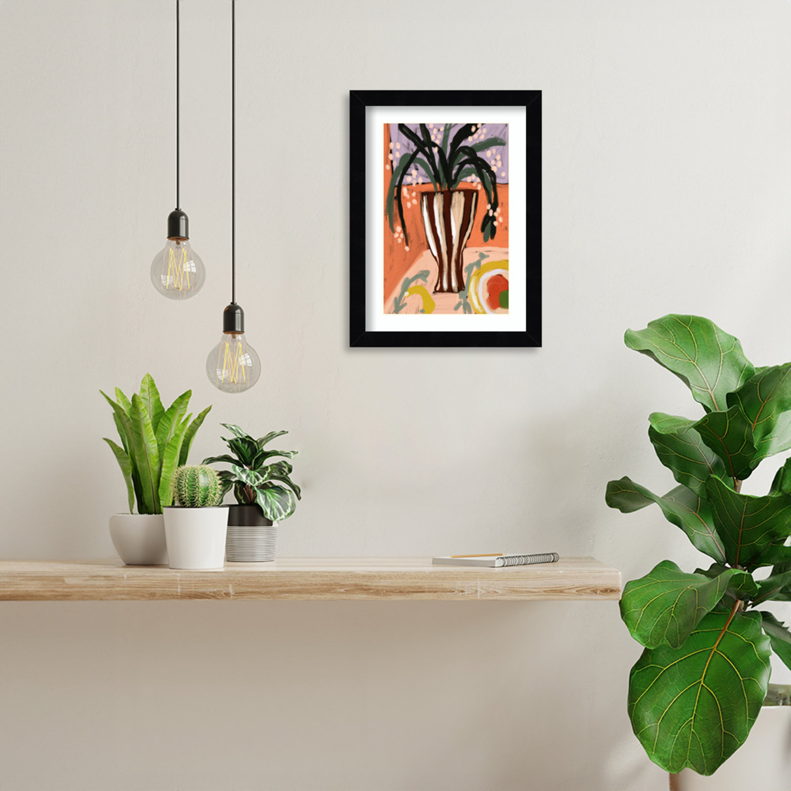 Floral Still Life No. 3 Print, 13" H x 10" W, Black