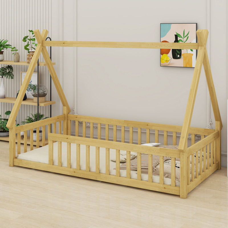 Low Floor Bedprotective Rails & Supportive Slats, Natural