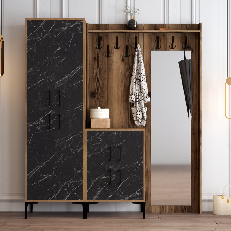 Arvydas Hall Tree 180cm Wide with Shoe Storage