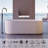 67" Modern Fluted Acrylic Bathtub Freestanding Deep Soaking Tub with Stripe Design
