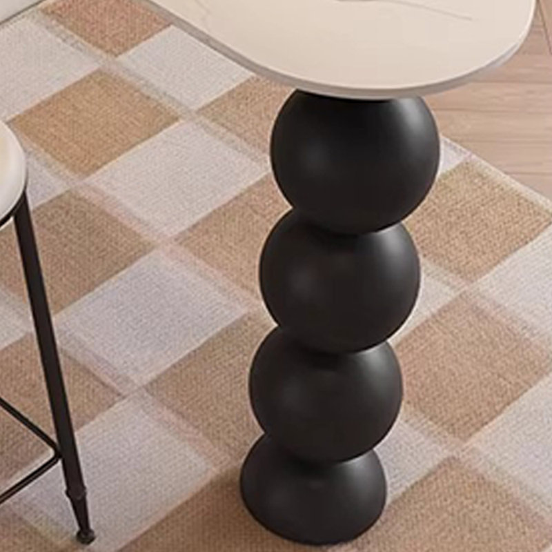 Table de bar en pierre crème, H 41,3 po x L 62,9 po x l 19,6 po, Noir