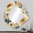 Neutrals Beige Flowers Boho Pattern - Boho Irregular Shape Wall Mirror, Bohemian Asymmetrical Decorative Mirror, Printed Metal Art-107230458