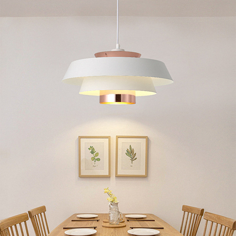 Luminaire suspendu simple pour chambre à coucher, salon, bar et bureau, Blanc, Blanc