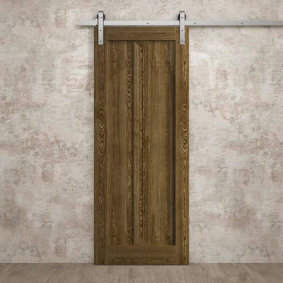 Porte de grange moderne | Ego 5006 | Ensemble de quincaillerie lourde Silver Rail Track | Portes intérieures solides