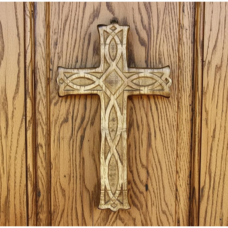 Décoration murale croix de bois sculptée à la main - 8 pouces Rustic Faith | Cadeau chrétien, salle de prière, bénédiction de la maison, mariage et souvenir de baptême