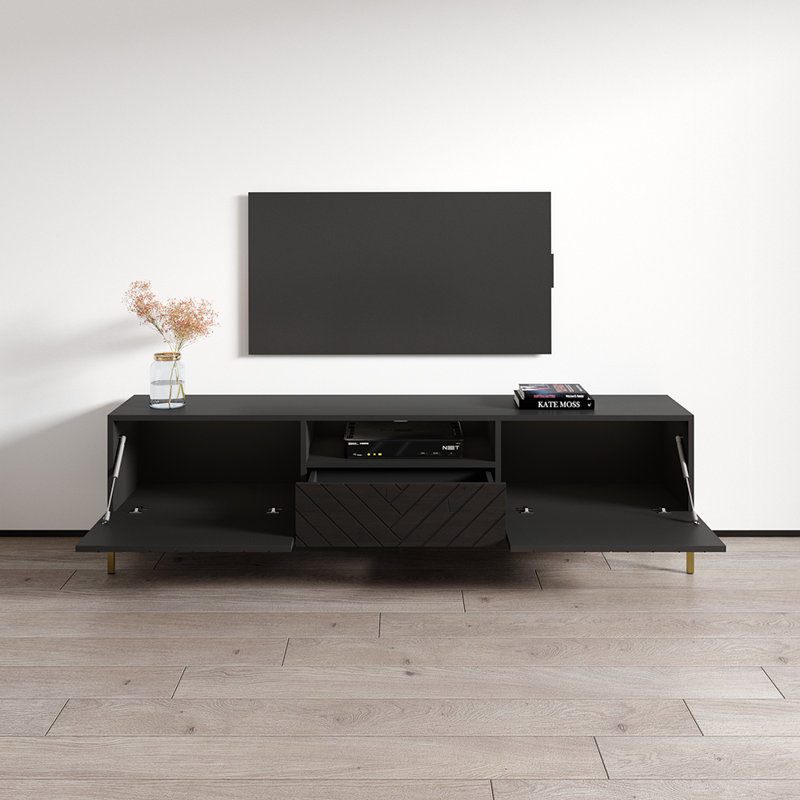 Wincanton 74.8" Modern TV Stand with High Gloss Finish, Black