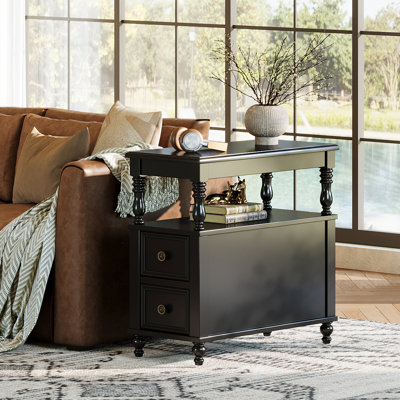 Solid Wood 2-Drawer End Table with Fluted Detailing