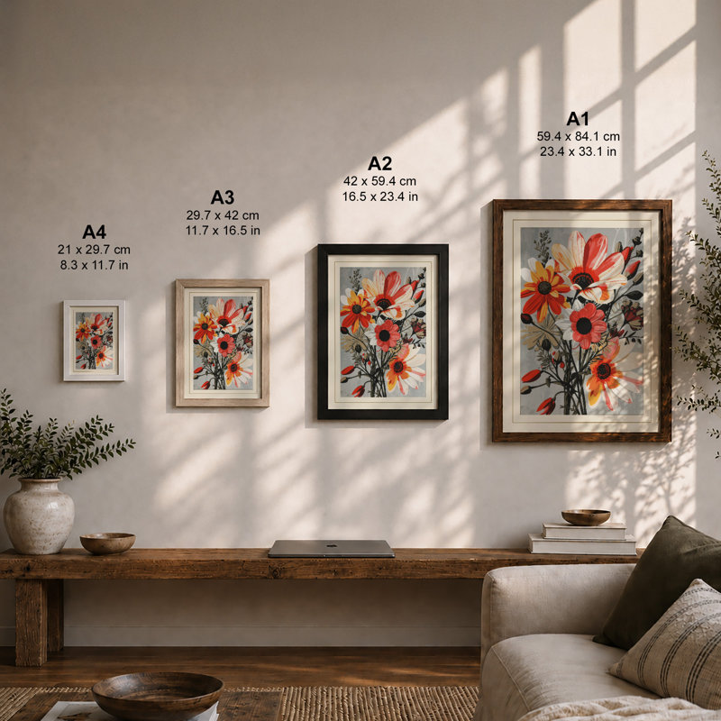 Gathered Posy Botanical - Framed Print, Black, A4 - 29.7 x 21.0 cm
