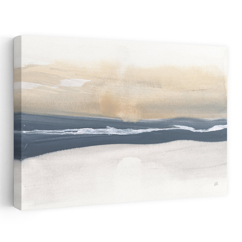 Crème ton sur ton bleu gris IV - art abstrait bleu bleu gris brun, H 16 po x l 24 po