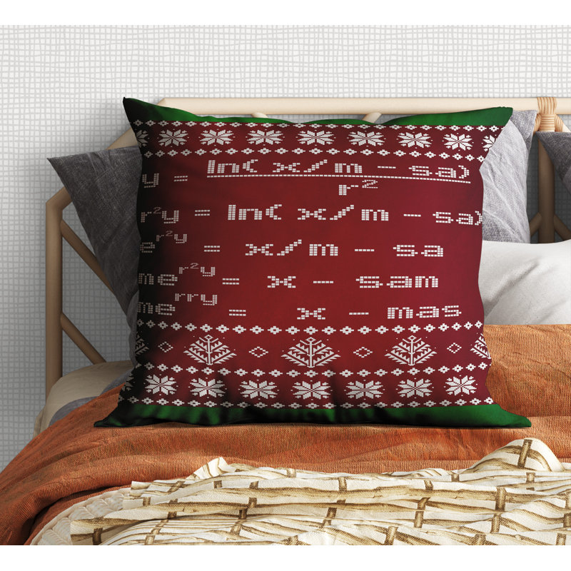 Geometric Outdoor Reversible Throw Pillow, 16" x 16", Red/Green