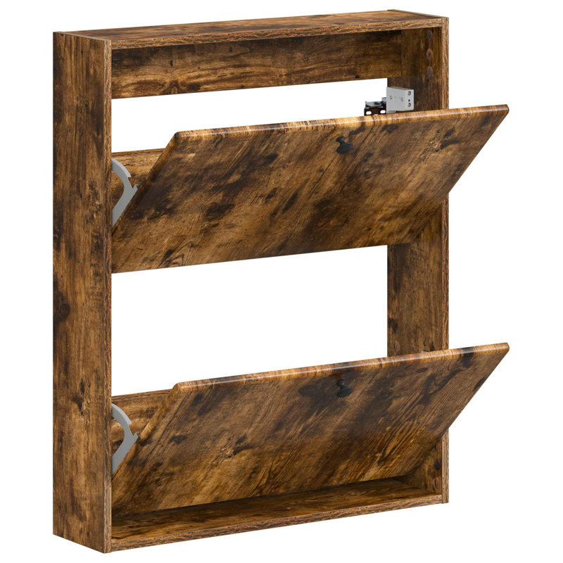 Flip Down Shoe Storage, 86 cm H x 71 cm W x 17 cm D, Smoked Oak