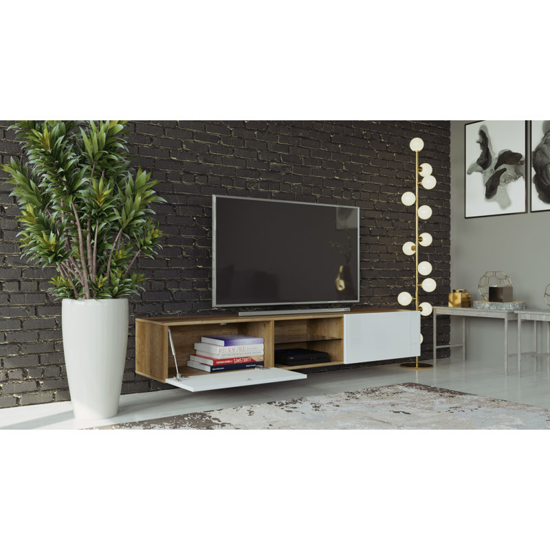 Bertin Unfinished TV Stand for TVs up to 75", Countru Oak/White Gloss