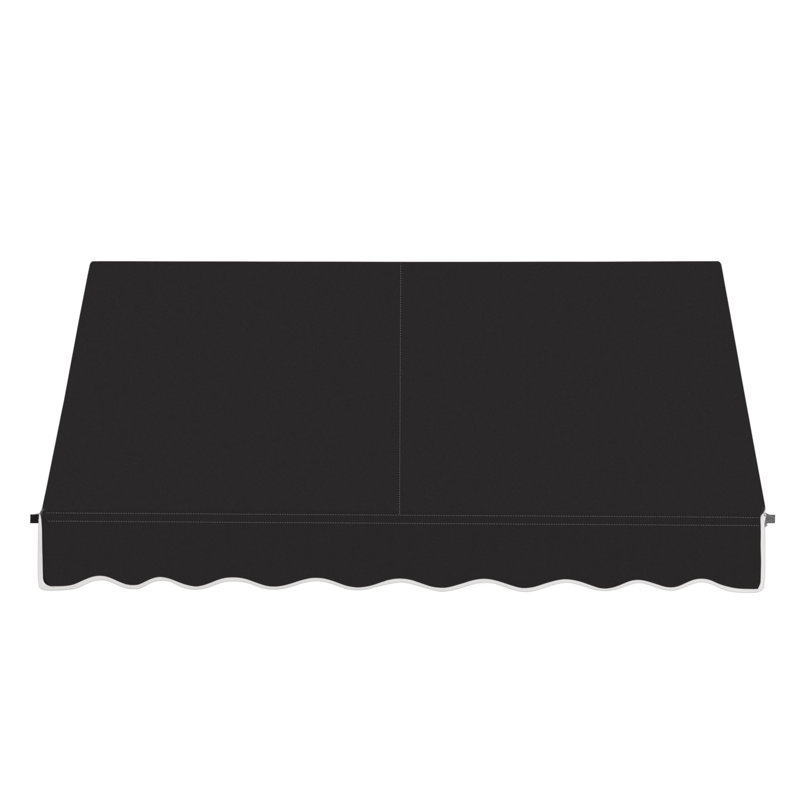 Awntech Santa Fe Acrylic Fabric Fixed Awning with Iron Rope Arms, Black, 44" H x 124.5" W x 36" D