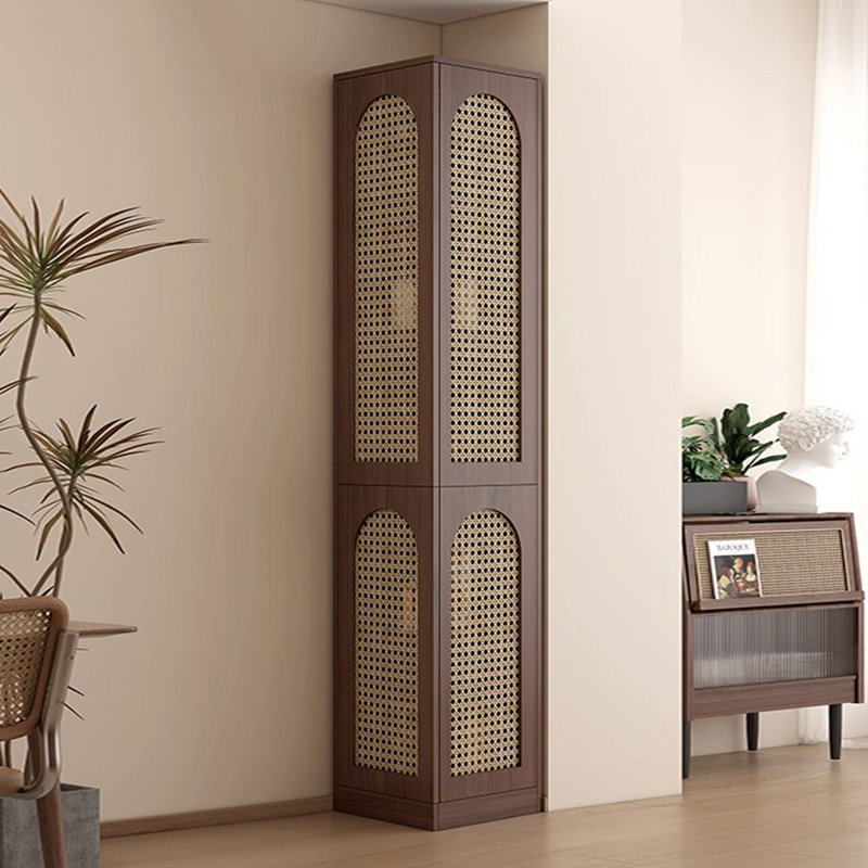 Armoire de coin en bois manufacturé brun noisette