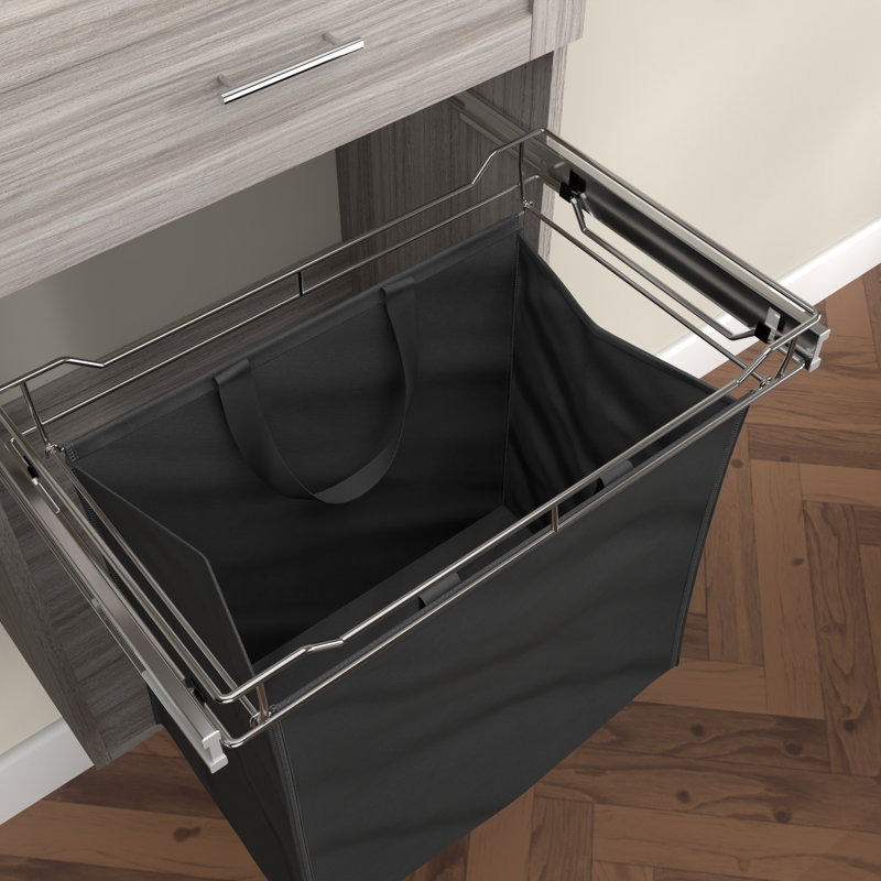 Full Extension Classic Matte Black Slide-out Laundry Hamper for Cabinets with Removable Bag (24" Widths), 24", Matt Black