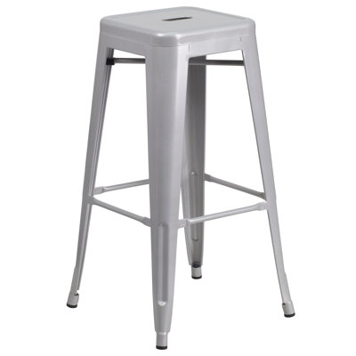 Nieva Commercial Grade Backless Indoor-Outdoor Counter Height Stool with Square Seat