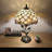 Haydee Tiffany Table Lamp Beige Stained Glass Crystal Beans Iron Metal Leaves Bronze Base LED Bulb -1858968297