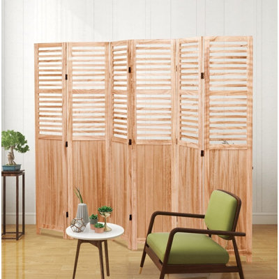 Cloison pliante en bois massif l 82,8 po x H 65 po 82 po - Naturel, peu encombrante pour petit appartement / maison de location