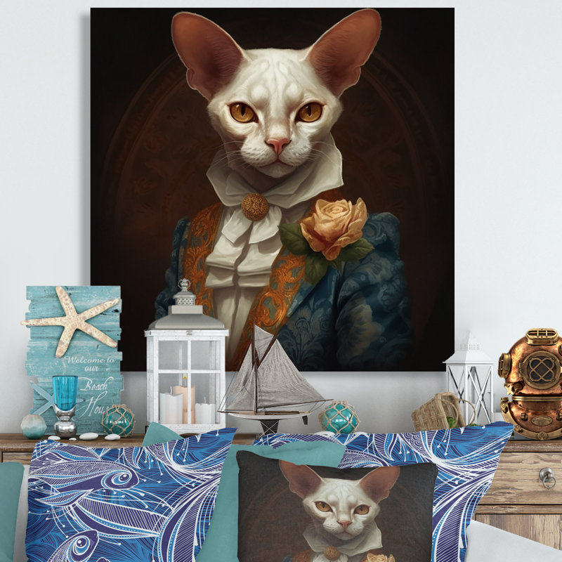 " White Fancy Cat ", 16" H x 16" W x 1" D