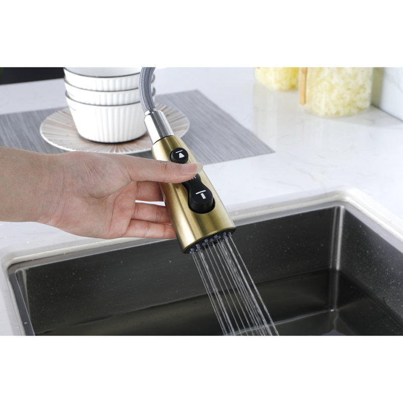 Robinet de cuisine en acier inoxydable Modern, Or brossé