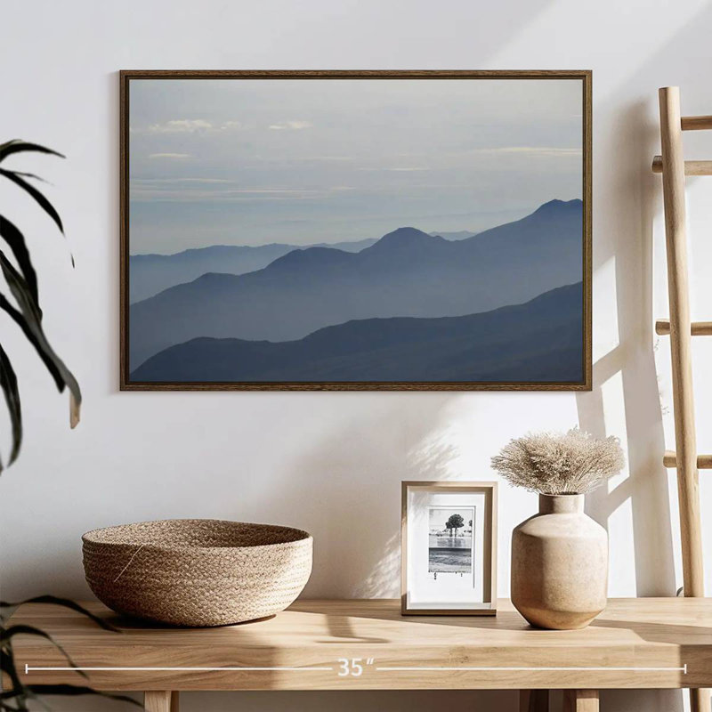 Foggy Mountain Range, 25" X 17", Floating Frame Walnut