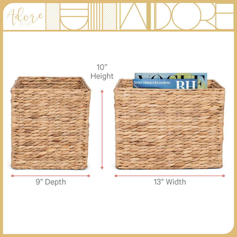 Dorothy Rainbow Wicker Basket (2 Pieces), Large and Medium Size Storage, Handwoven Water Hyacinth