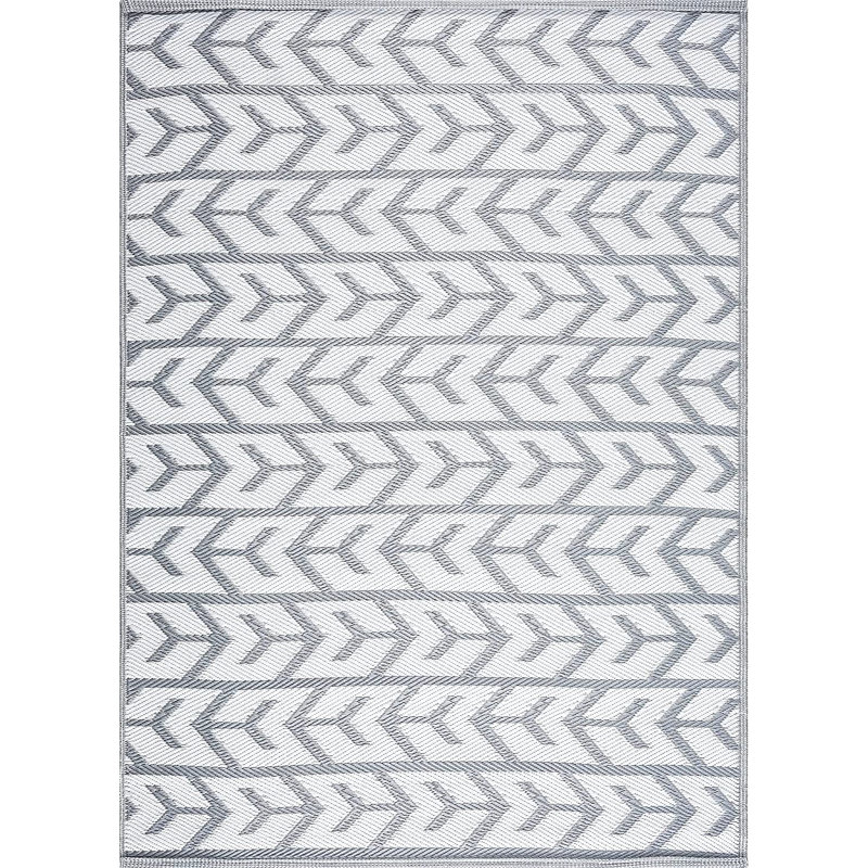 Tapis intérieur / extérieur gris / blanc Allistir, Rectangle 4 pi x 6 pi