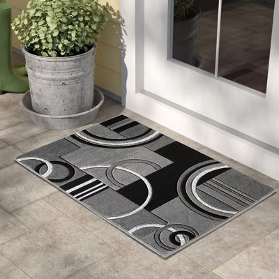 GLORYRUGS Modern Grey Hand-Carved Area Rug with Fluffy Texture for Indoor Living