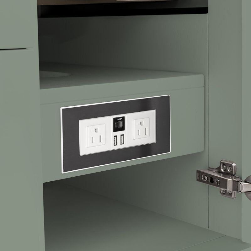 Breckenridge 36'' Single Bathroom Vanity with Top, White Zeus, Smokey Celadon, 8" Widespread