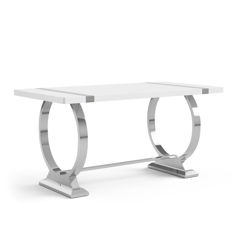 Rena Stainless Steel Trestle Dining Table, Silver