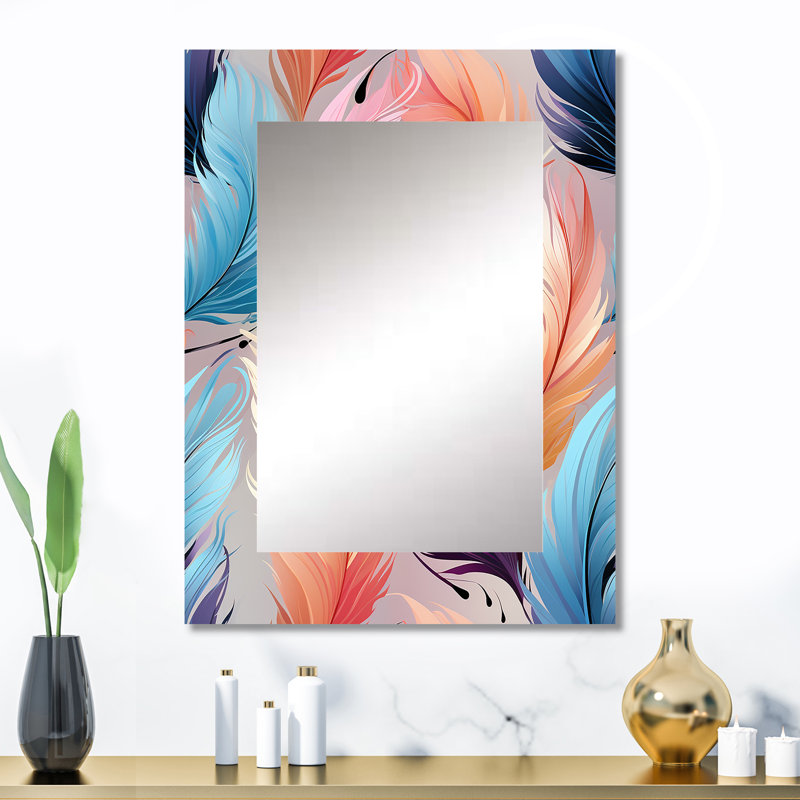 Élégance animalière multicolore Zanib - miroir unique abstrait, grand miroir mural abstrait, impression d'art en métal