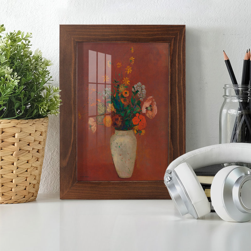 Bouquet dans un vase chinois, toile de qualité supérieure, prête à être accrochée, L 6 po x H 8 po x P 1 po